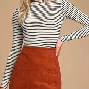 Lulus Striped Long Sleeve High Neck Top Sz S